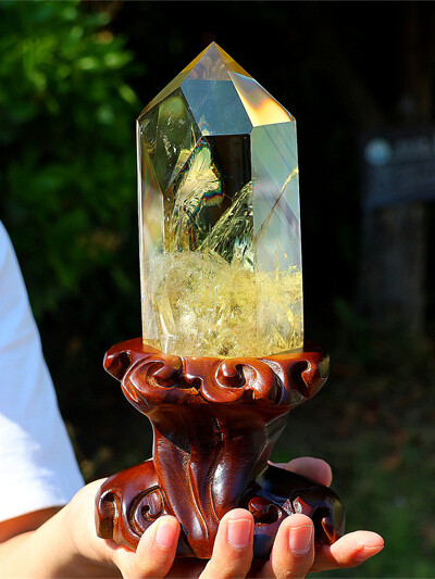 Natural 2.57LB Citrine Quartz Obelisk Reiki Healing Crystal Wand