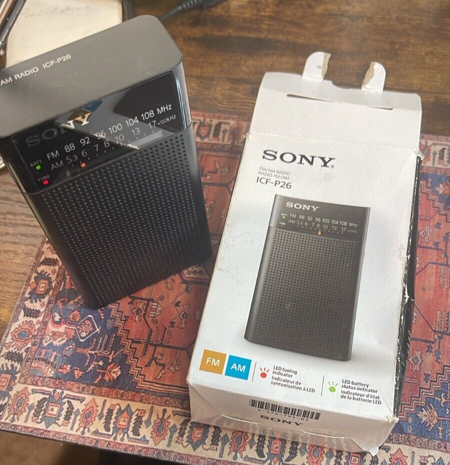 Sony ICF-P26 Portable Pocket FM/AM Radio Built-in Speaker - Mint condition.