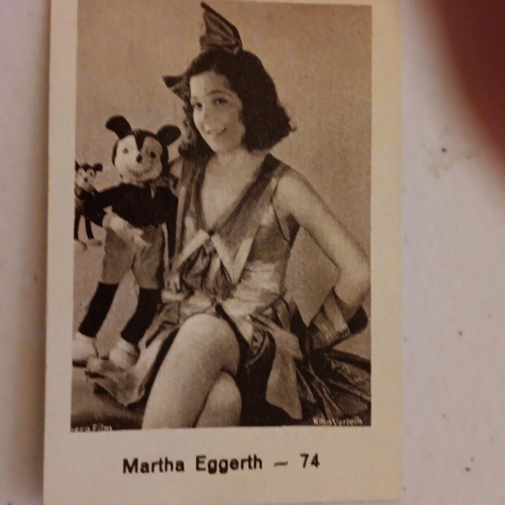 1930s Martha Eggerth W/Mickey Mouse Vintage Movie Film Star Trading Photo Card