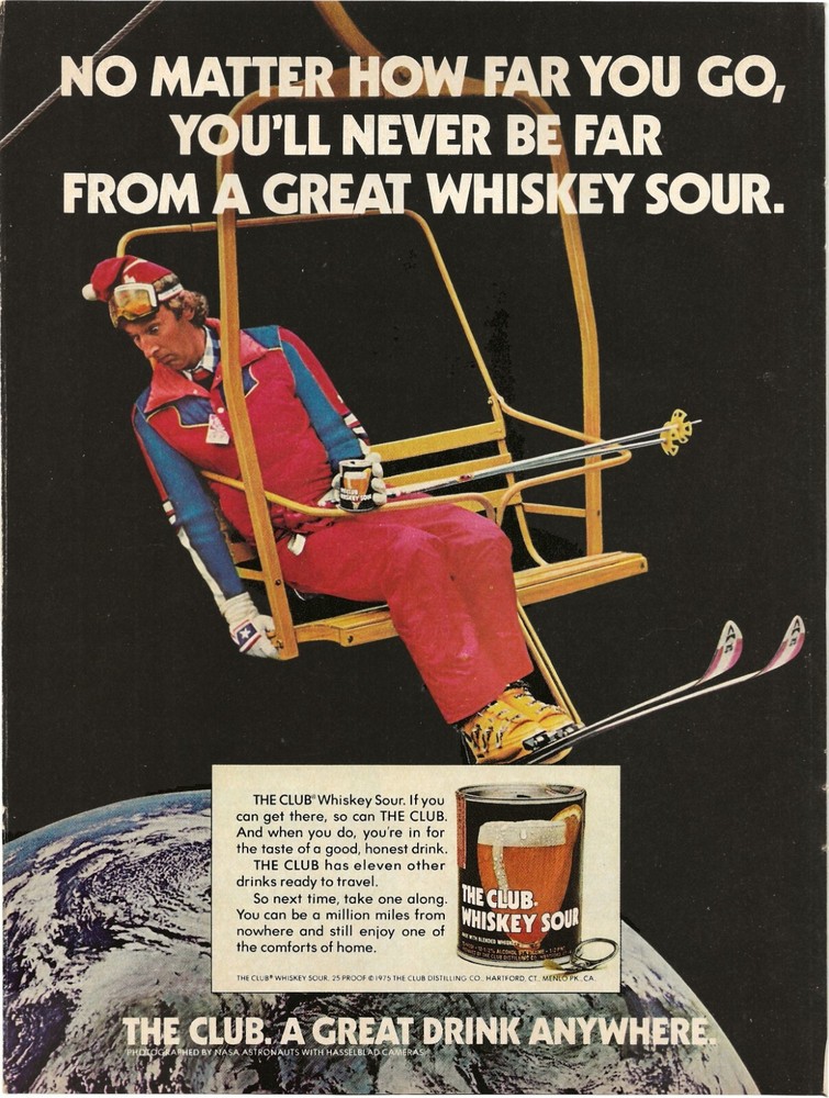 Vintage Print Ad The Club Whiskey Sour - A Great Drink Anywhere - Feb 1976-image