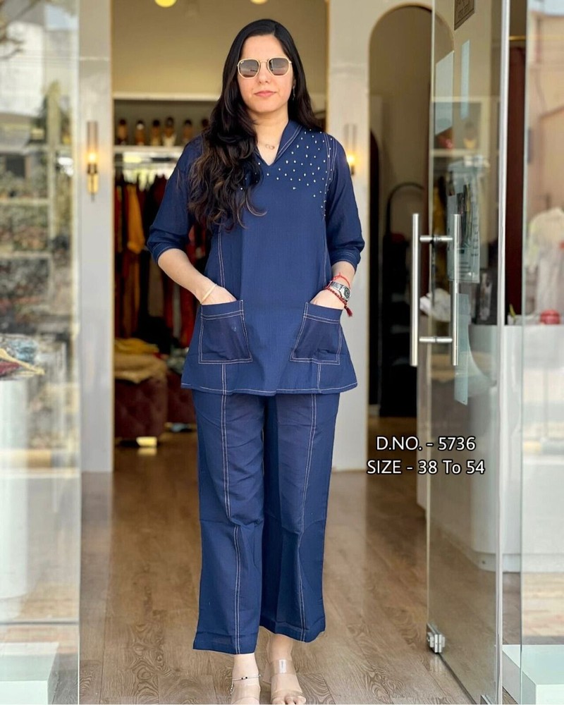 Beautiful Machine Katha Work & Full Hand Adda Beads, Shirt With Pant Set,6xl,7xl