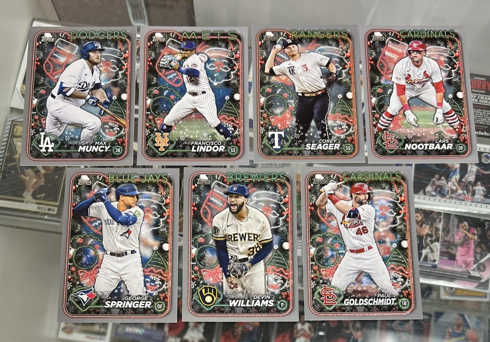 2024 Topps Holiday Mega Box Silver Glitter parallel 7-card lot Lindor + more!