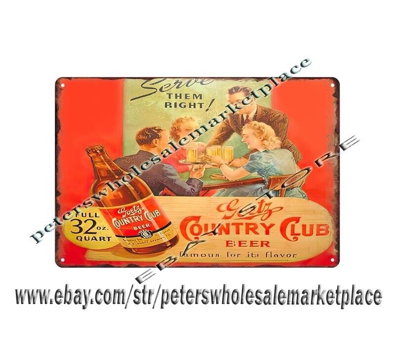 indoor wall  artwork decoration GOETZ COUNTRY CLUB BEER metal tin sign