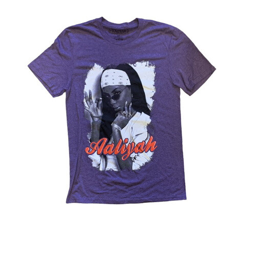 NEW Aaliyah Music Band Tee T-Shirt  Purple Top Small-image