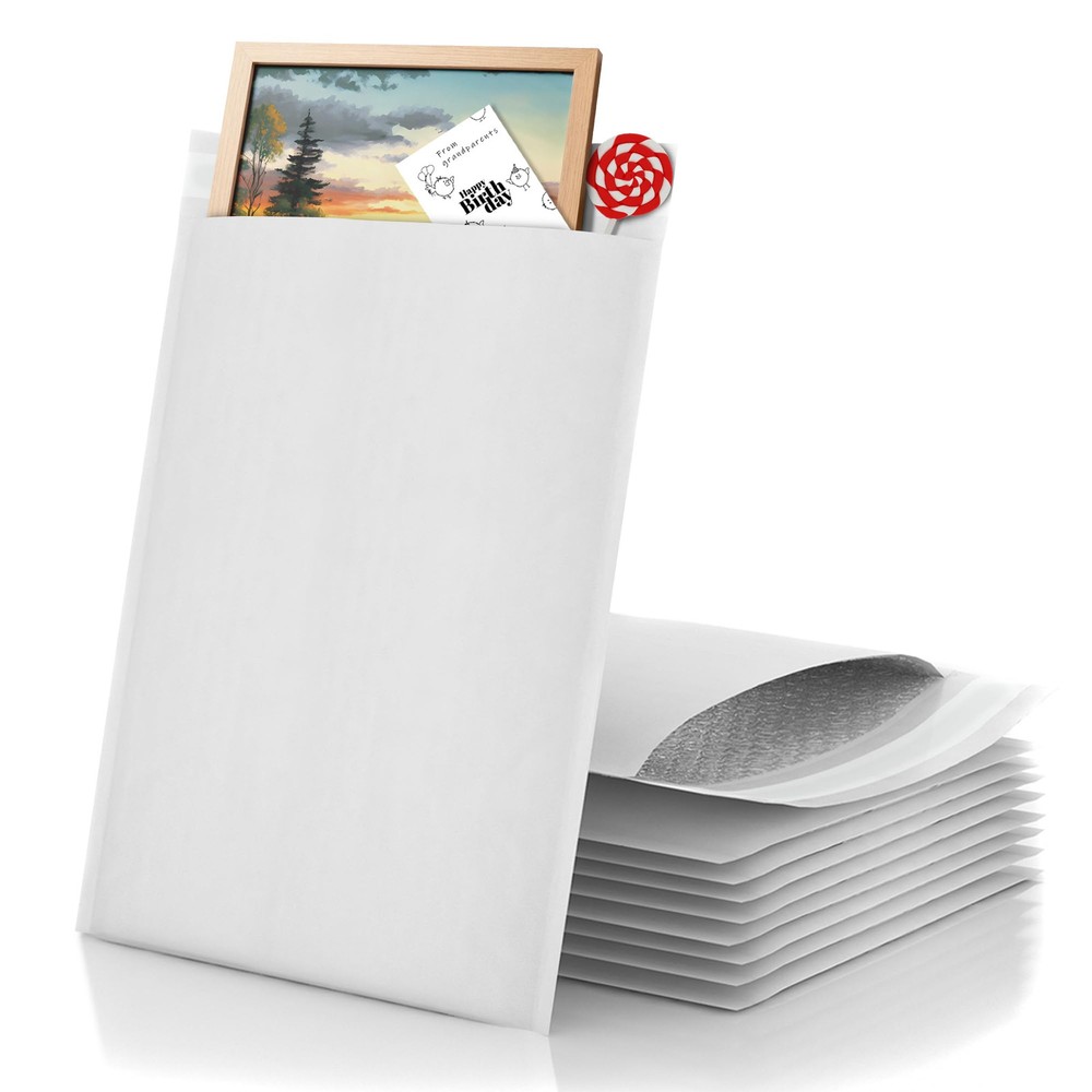 ABC 12.5x18 Inch White Kraft Bubble Mailers - Pack of 10-image