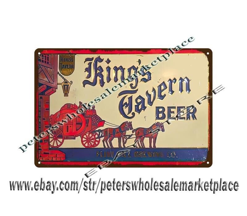 1930s KING'S TAVERN BEER bar tavern metal tin sign collectible reproductions