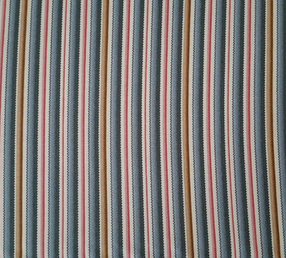 Juliet's Song BTY Anna Fishkin Red Rooster Blue Pink Brown Cream Stripe