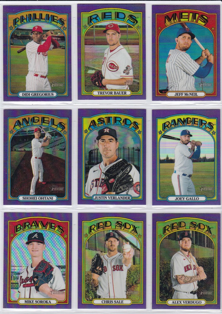 2021 Topps Heritage Purple Refractor U-Pick Ohtani Verlander Bohm Adell Gallo