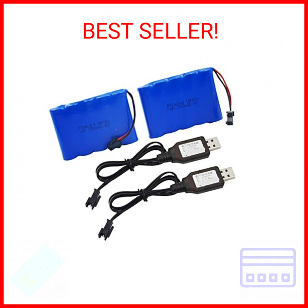 Blomiky 2 Pack 6.0V 700mAh Ni-CD AA Rechargeable Battery Pack SM2P Plug and 2 US