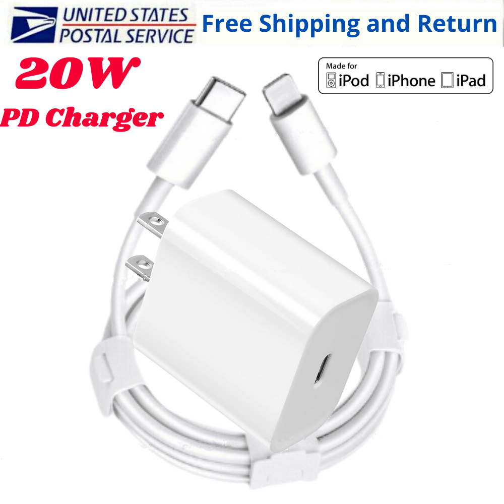 ast Charger Cube Power Adapter 20W USB C PD Cable For iPhone 14 13 12 Pro Max X