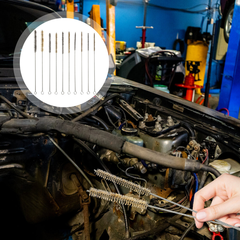 10 Pcs Stainless Steel Wire Cylinder Brushes for Efficient Pipe & Tube Cleaning