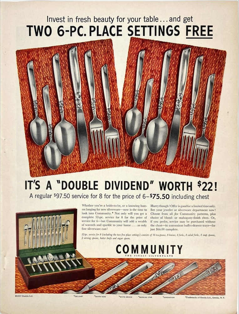 Vintage 1957 Oneida Community South Seas Flatware Silverware Magazine Ad