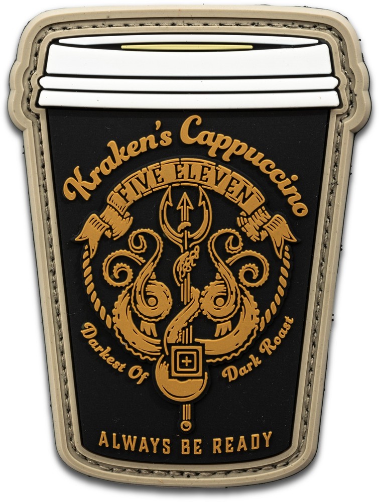 5.11 Tactical Kraken Cappuccino Hook-Back Patch in Black Style 92433