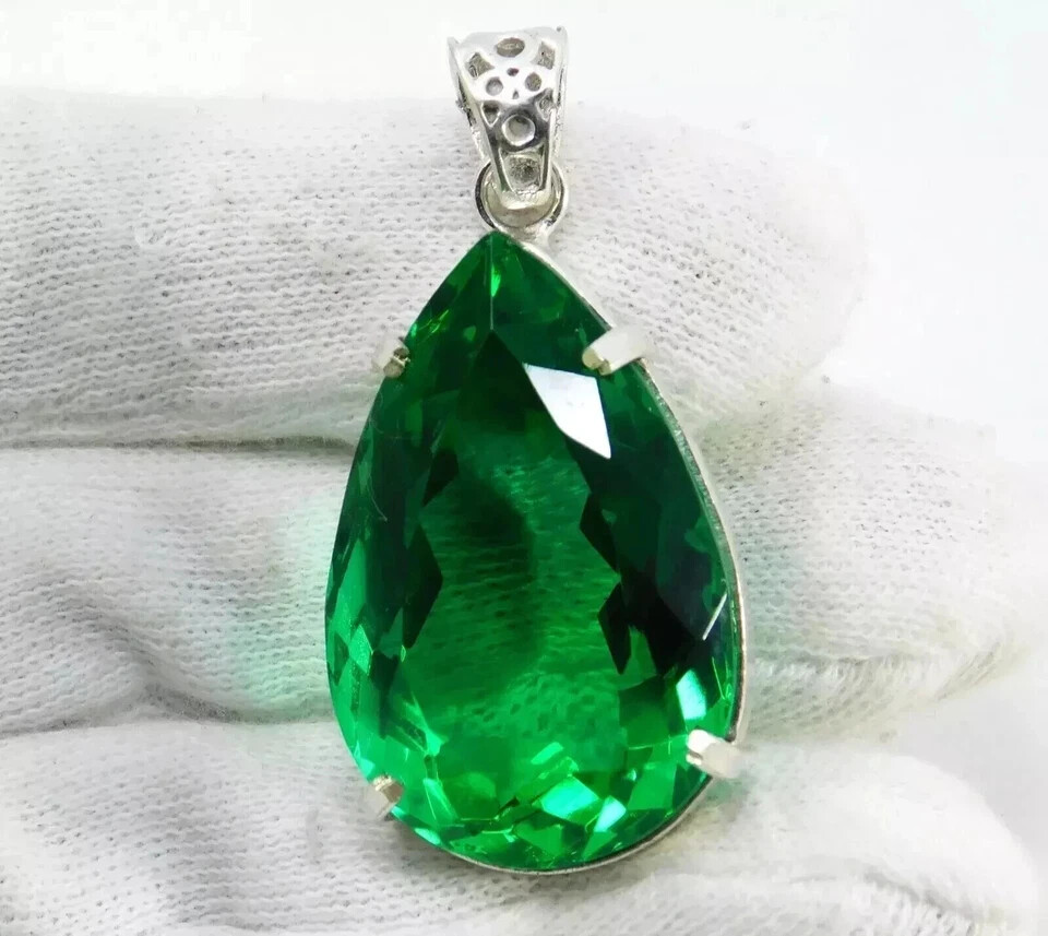 AA Certified Natural Green Topaz Pendant 95.92 Ct Pear Cut Gemstone-image