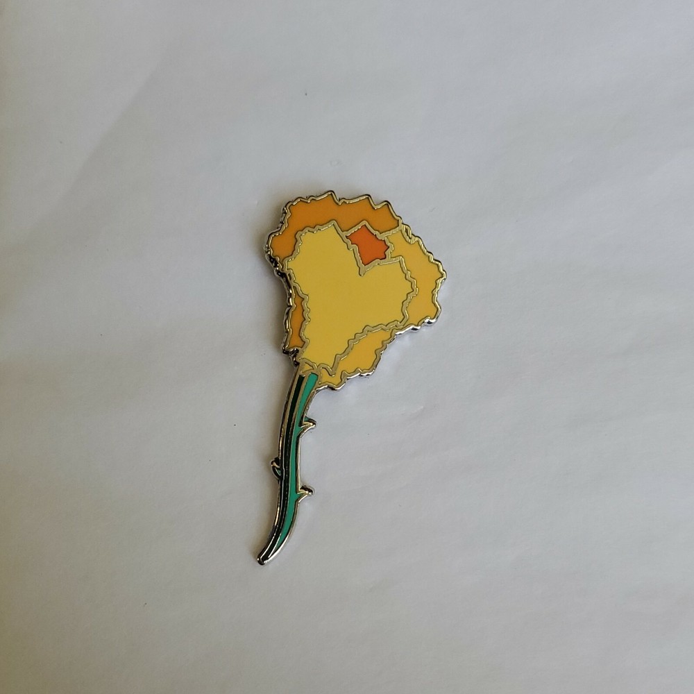 Orange Carnation Flower Lapel Pin for Hats & Jackets  