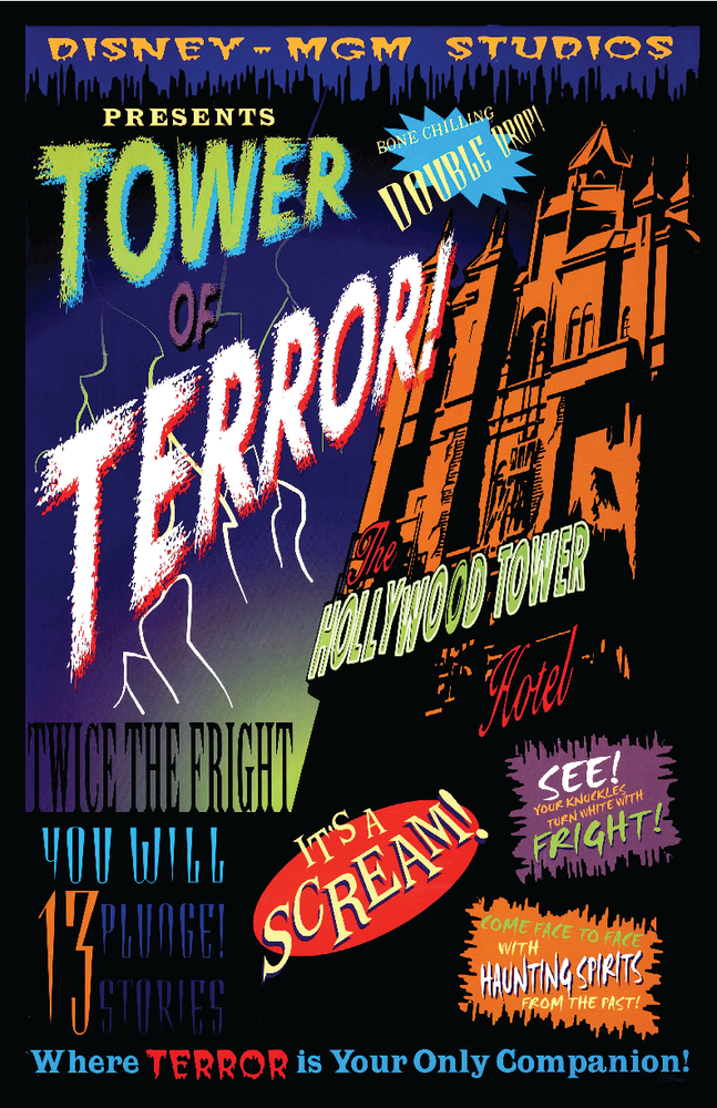 Retro Hollywood Tower of Terror 13x19 Disney Poster - Satin Finish Print