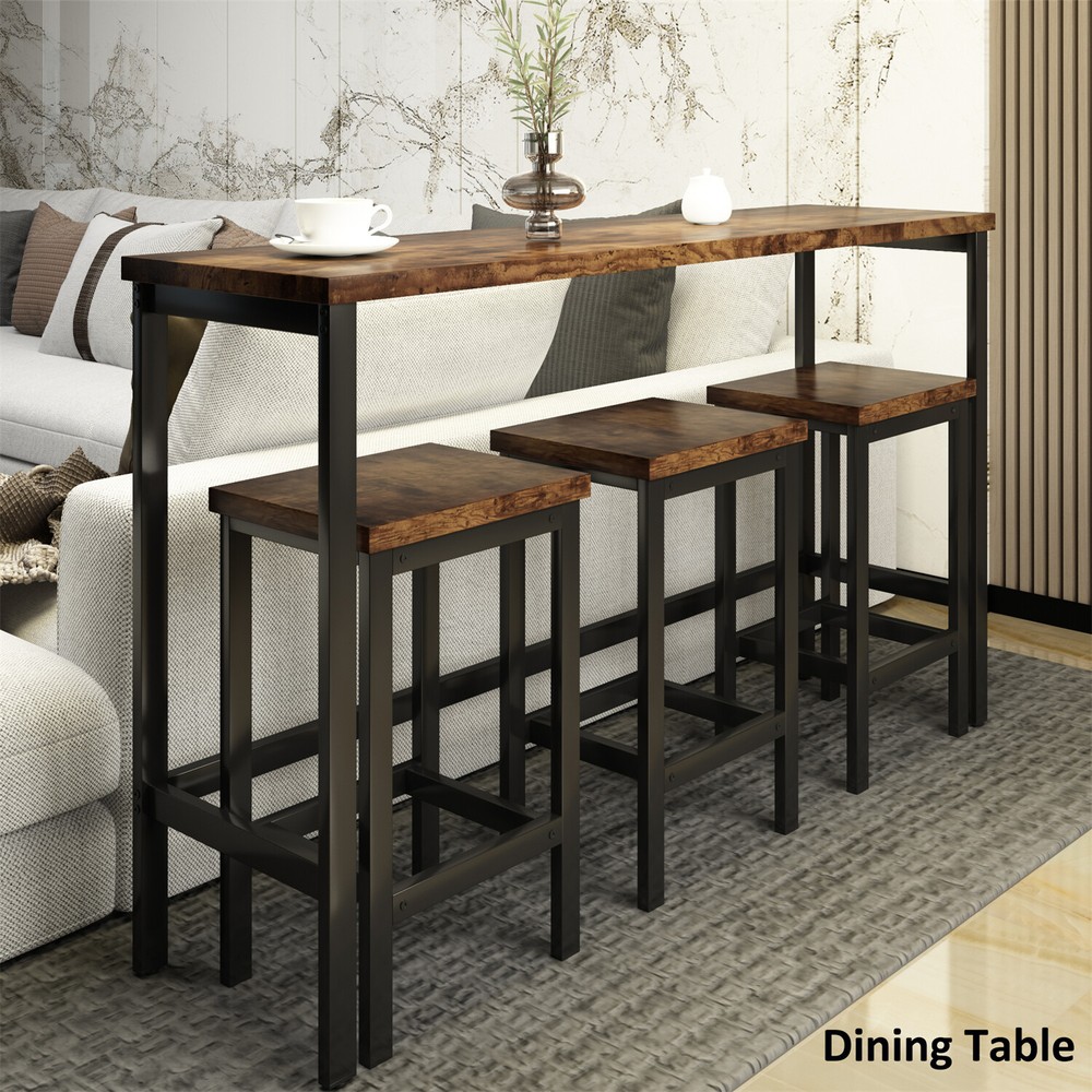 4 Piece Dining Set Table and 3 Chairs Home Kitchen Room Breakfast Furniture