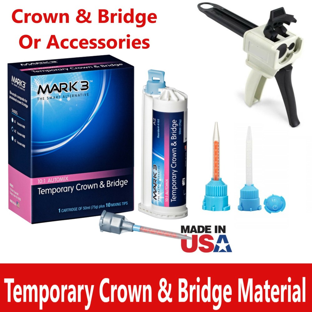 Dental Temporary Crown and Bridge Material 50ml 10:1 Cartridge, Shade A1, A2, B1