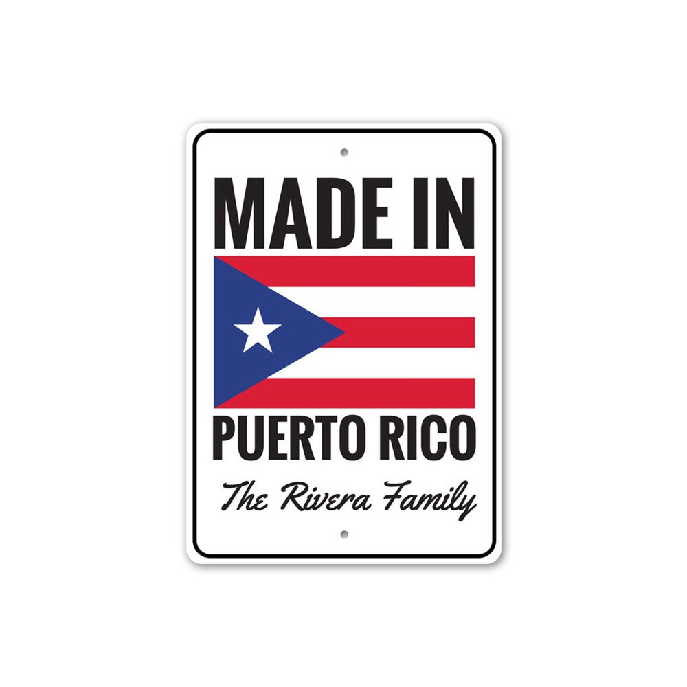 Made in Puerto Rico, Family Home Sign, Man Cave Sign, Street Metal Sign