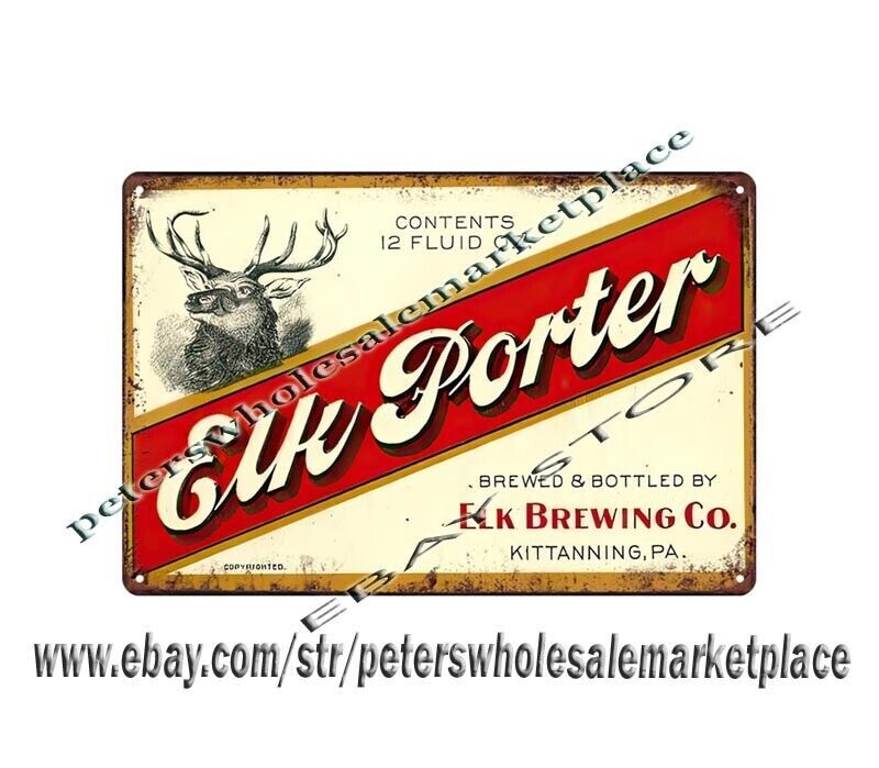 Vintage Elk Porter Beer Metal Tin Sign Wall Decor Reproduction  