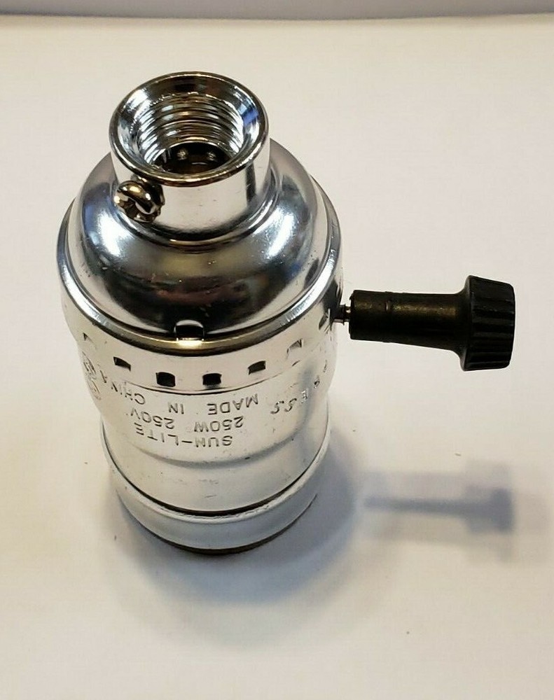 2Pcs FINISH 3-WAY TURN KNOB LAMP SOCKET WITH LARGE 1/2