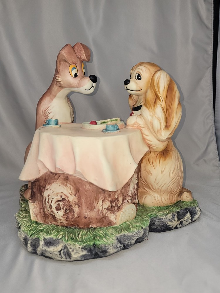 G.L. Rossi Lady and the Tramp Statue Rare Picnic Scene Table Large Figurine Rare