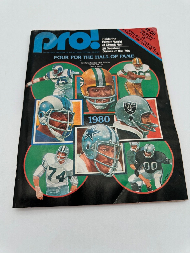 1980 HOF Game Football Program Green Bay Packers v Chargers Garry Ellis Debut