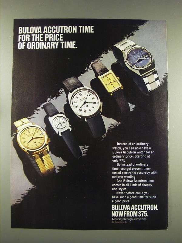 1976 Bulova Accutron Watch Ad – Luxury Time Without the Ordinary Price