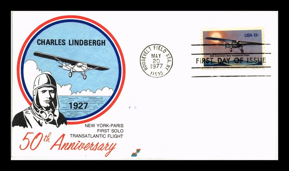 DR JIM STAMPS US COVER LINDBERGH FLIGHT 50TH ANNIVERSARY FDC SPECTRUM CACHET