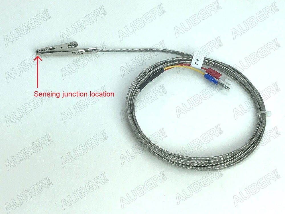J Type Thermocouple temperature probe w/ alligator clip tip, powder coating oven