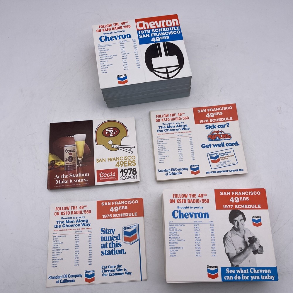 500+ Veg Football San Francisco 49ers Chevron Coors Schedules 1975 76 77 78