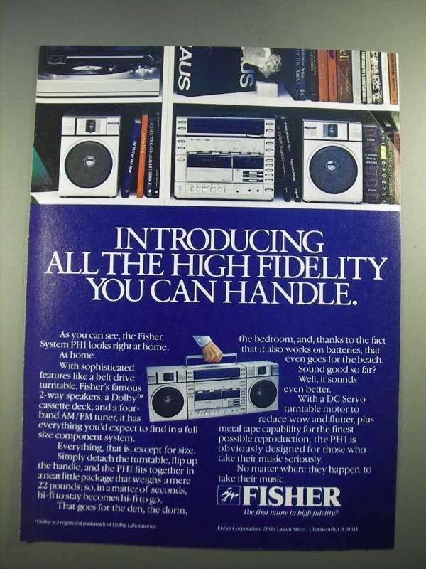 1982 Fisher PH1 Portable Stereo Ad - Power and Portability Combined