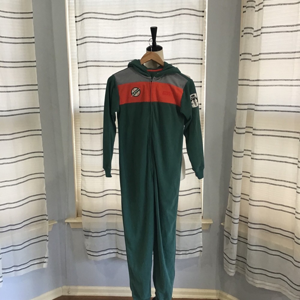 GapKids Unisex Size 12 Star Wars Boba Fett PJ One-Piece Green Cozy Logo