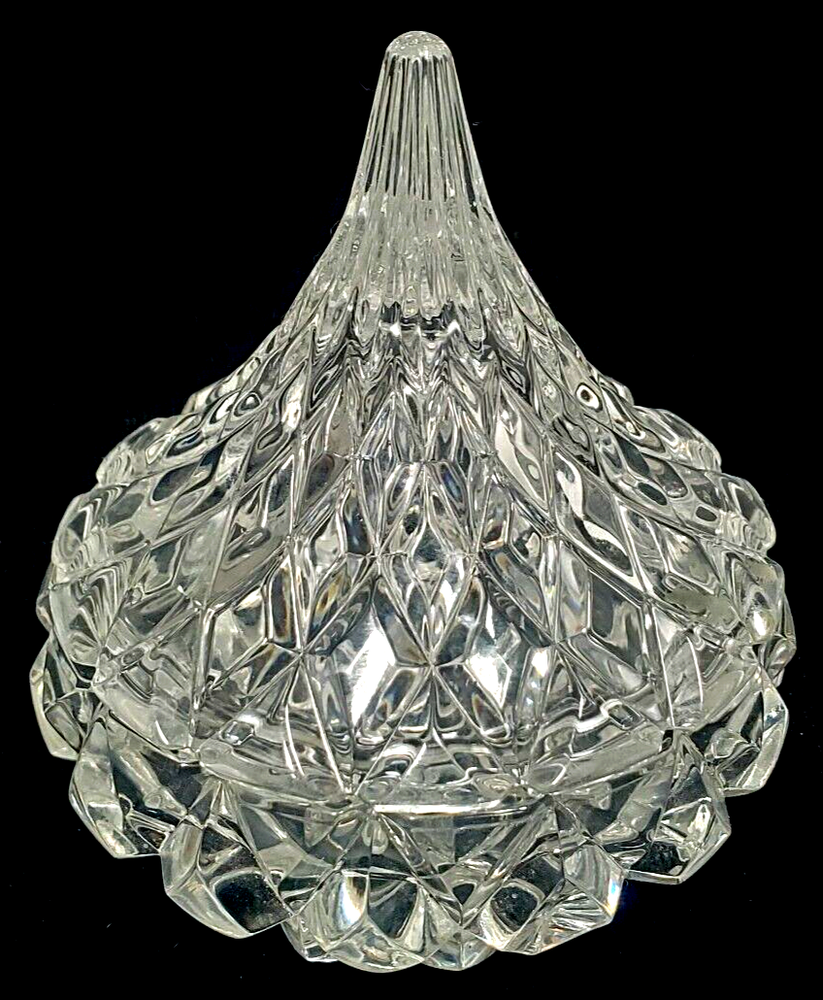 Hershey's Kiss Crystal Candy Dish with Lid 3.5 Inches Tall HFC or Leaded Cut