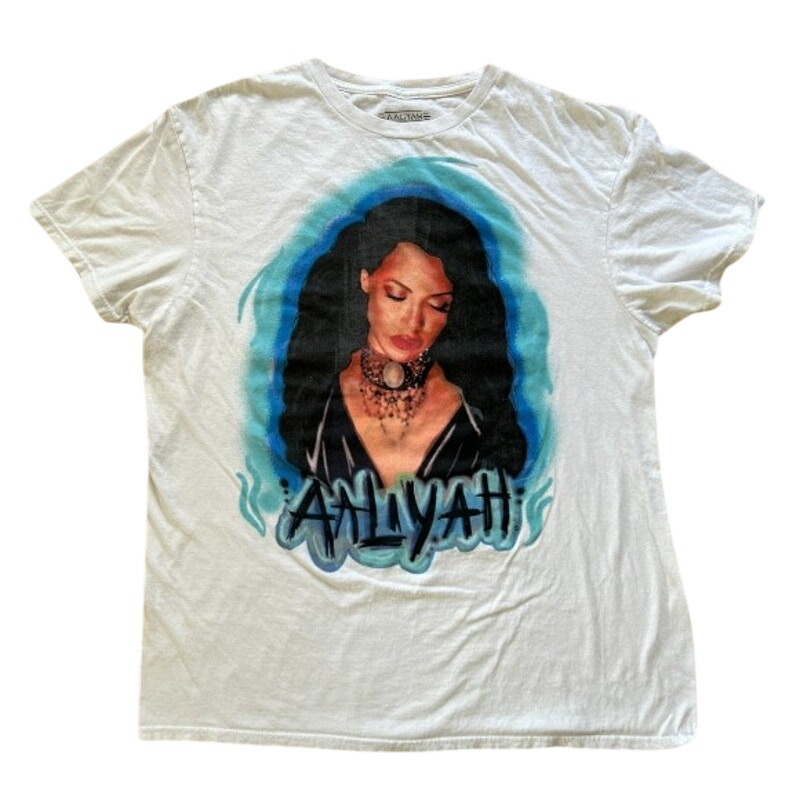 Aaliyah Concert T-Shirt Licensed Airbrush Print Women's Size Large White-image