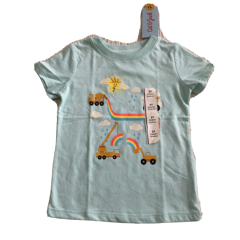 Cat & Jack 2T Short Sleeve T-Shirt Sun, Rainbow, & Trucks New W/Tags