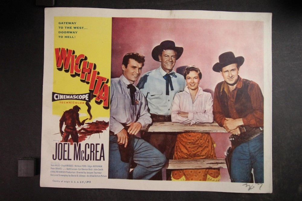 COMPLETE SET: 8 1955 WICHITA WESTERN MOVIE LOBBY CARDS~JOEL McCREA~VERA MILES~