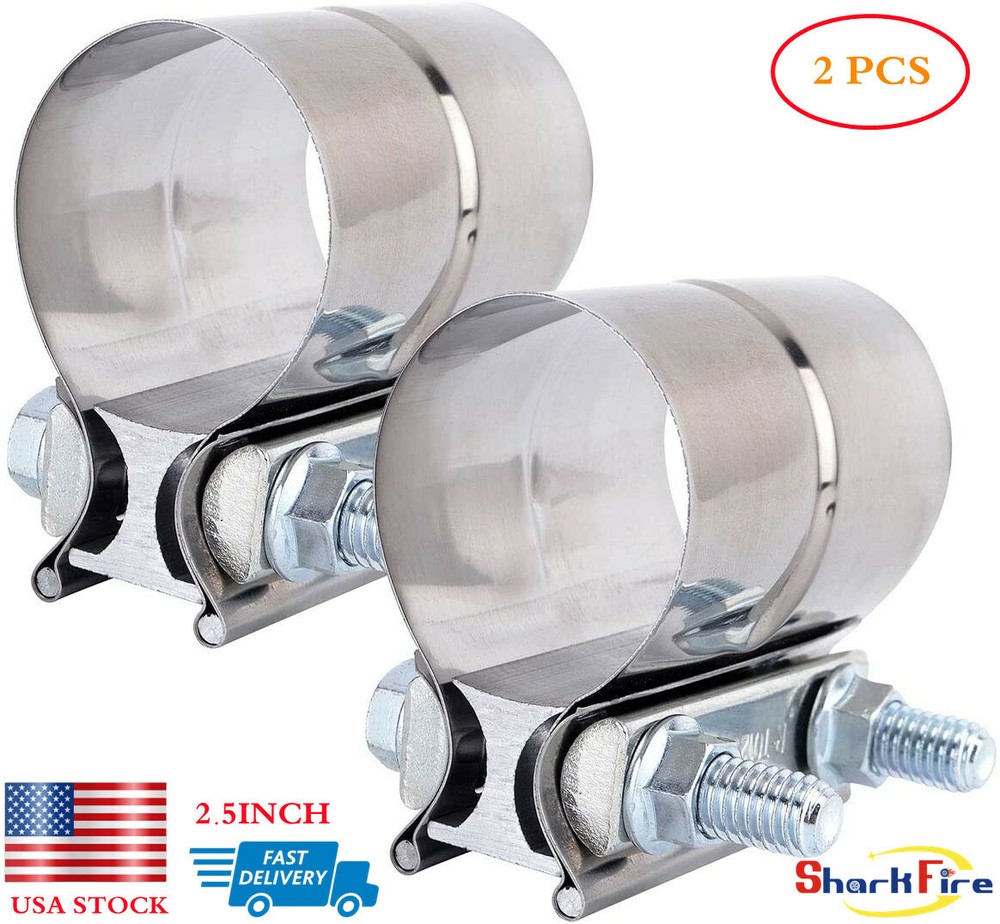 2.5Inch Lap Joint Pipe Band Clamp Hose Repair Preformed 304 Stainless Steel 2pcs