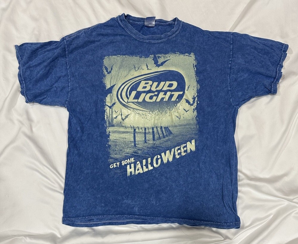 Bud Light Halloween Shirt Size XL Graphic Print Mineral Wash