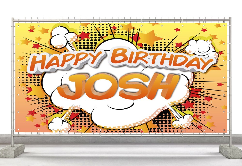 Comics Birthay Party Custom Happy Birthday Banner Personalized Poster M464