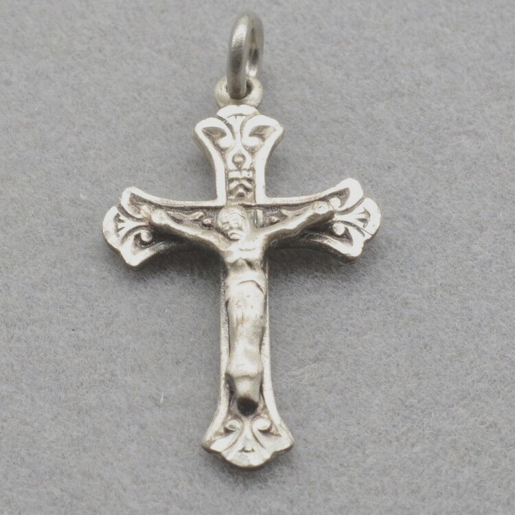 Chapel Signed Sterling Crucifix Pendant Cross Religious Catholic 925 Gift A45