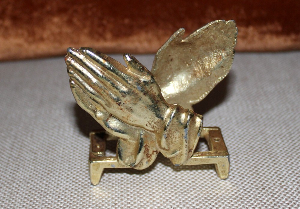 Metal Gold Colored  Praying Hands Display Holder - Notes/Mail/Cards/Napkin