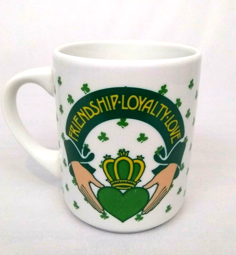 Abbey Press Mug Irish Shamrock Clover Friendship Loyalty Love Claddagh Vintage-image