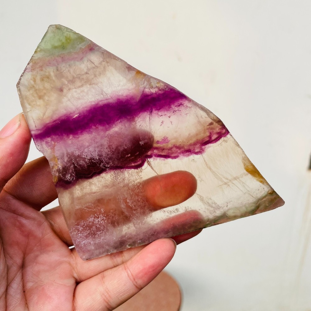 204g Natural Clear Rainbow Fluorite Slice Crystal Mineral Specimen Healing