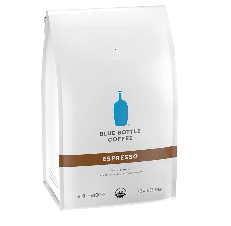 Blue Bottle Whole Bean Organic Coffee, Espresso, Dark Roast, 12 Ounce bag