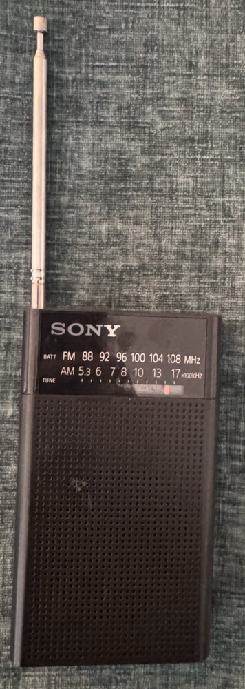 Vintage Sony ICF-P26 Portable Audio AM FM Radio Black Collectors Item EUC