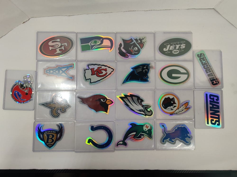 19-Pc Vintage NFL Team Sticker Lot PVI Vending Machine Find COLLECTORS