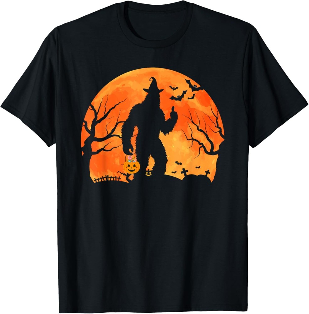 Funny Bigfoot Pumpkin Candy Halloween Costume Men Women Kids T-Shirt