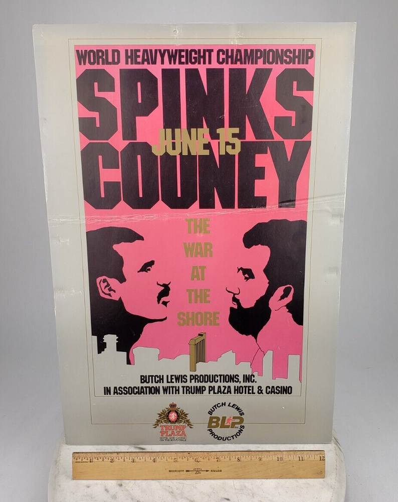 Vintage Spinks v Cooney Boxing Poster World Heavyweight Championship Trump Plaza