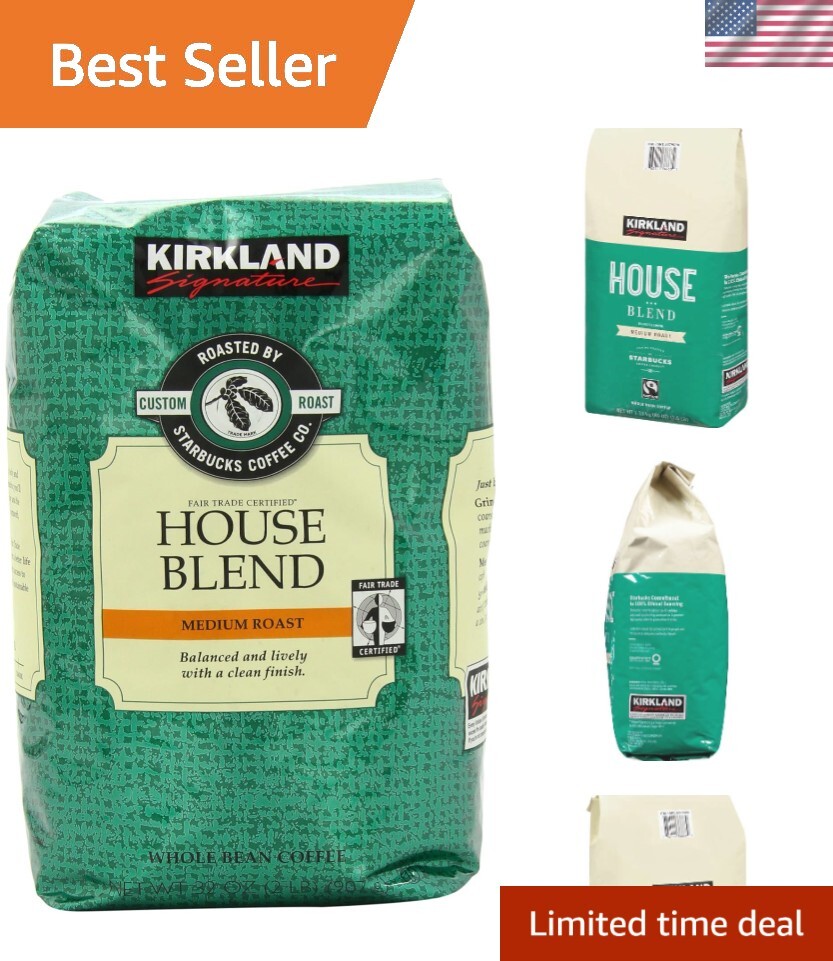 Medium Roast Whole Bean Coffee House Blend 32oz Caffeinated Daily Brew